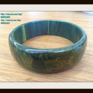 Blue Moon Bakelite Bracelet, Marbleized blue Bakelite bracelet, Catalin bakelite bracelet image 8