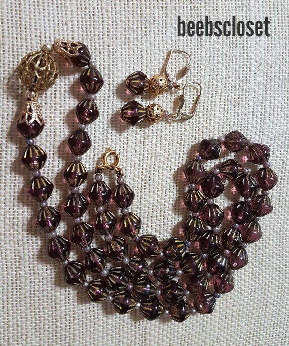 Venetian Murano Glass jewelry set, Biocone beads j