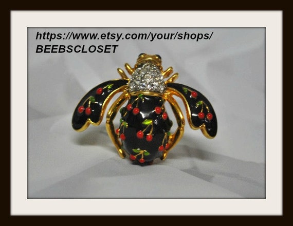 Joan Rivers jewelry, Cherry Bee Pin, Vintage Joan