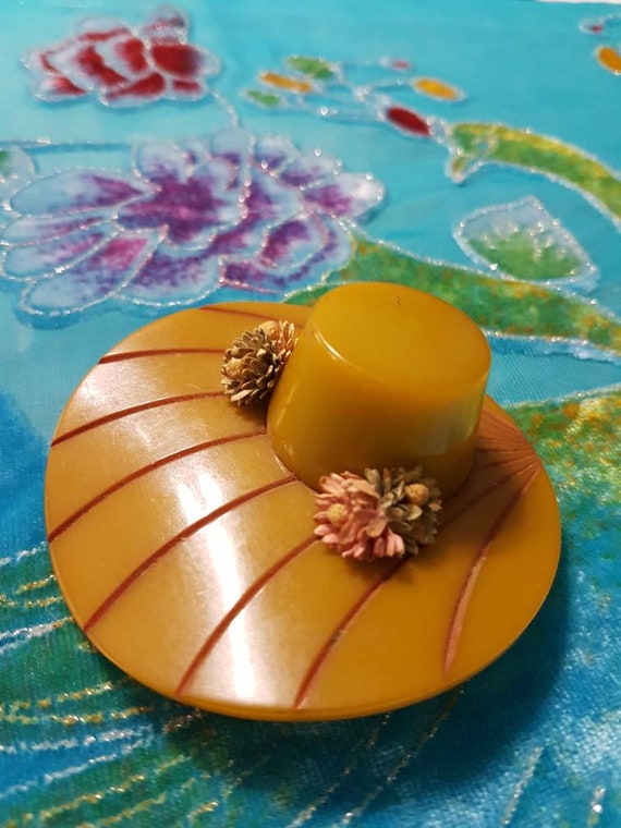 Bakelite Hat Brooch,Bakelite Hat, Bakelite Floppy