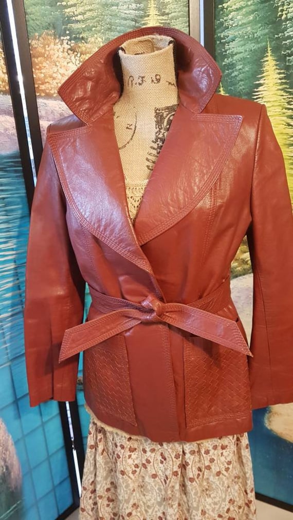 Dark orange Leather jacket, Burnt Orange leather j