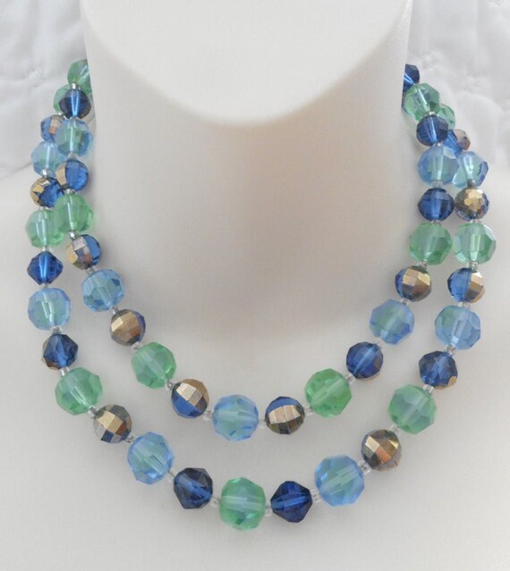 Marvella necklace,Double Strand necklace,Blue gre… - image 10