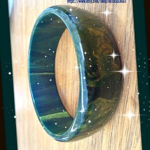 Blue Moon Bakelite Bracelet, Marbleized blue Bakelite bracelet, Catalin bakelite bracelet image 3