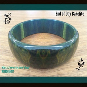 Blue Moon Bakelite Bracelet, Marbleized blue Bakelite bracelet, Catalin bakelite bracelet image 1