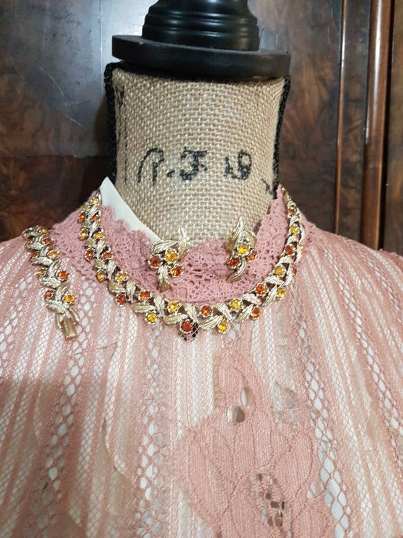Vintage Coro Jewelry Set, Burnt orange Jewelry se