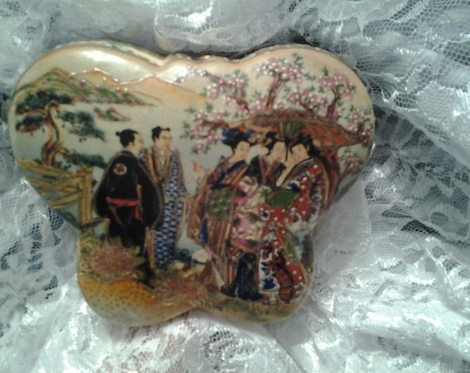 Vintage Hand Painted Royal Satsuma Jewelry Box Shape of Etsy