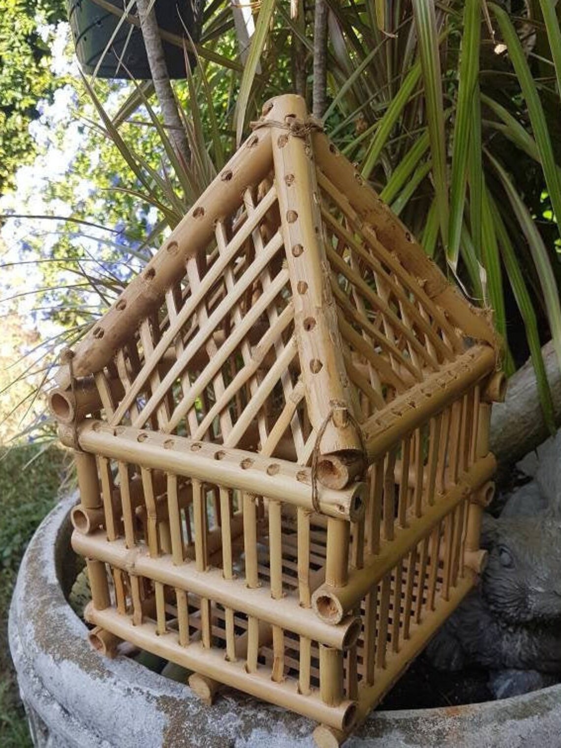 Bamboo cage Decorative bamboo bird cage Decorative Plant Etsy