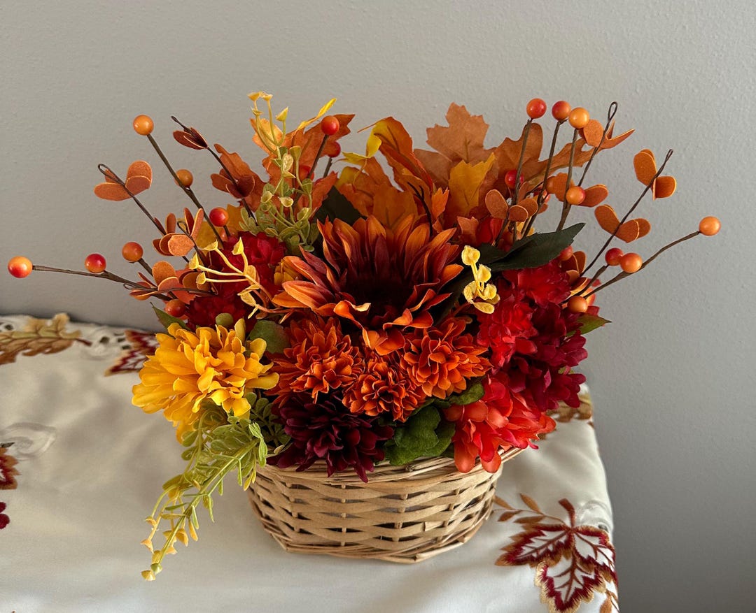 Fall Floral Basket Arrangement - Etsy