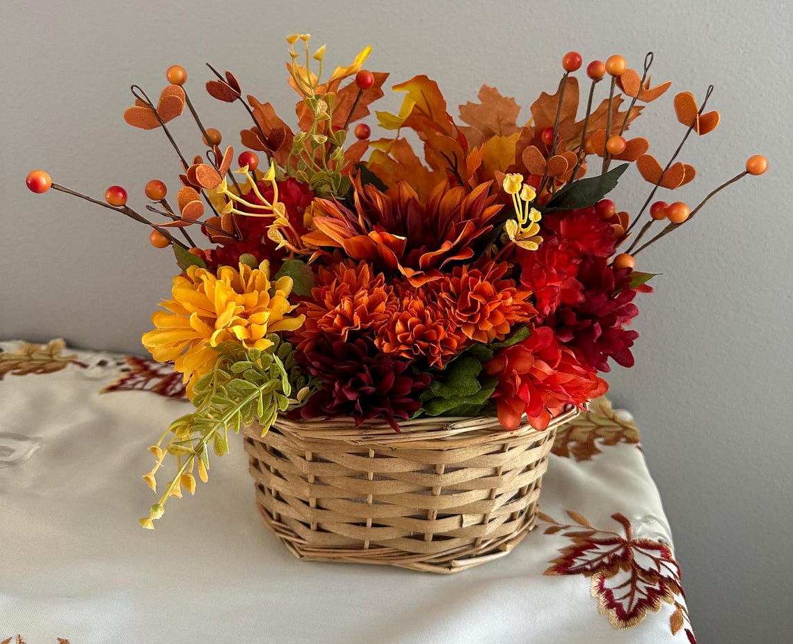 Fall Floral Basket Arrangement - Etsy