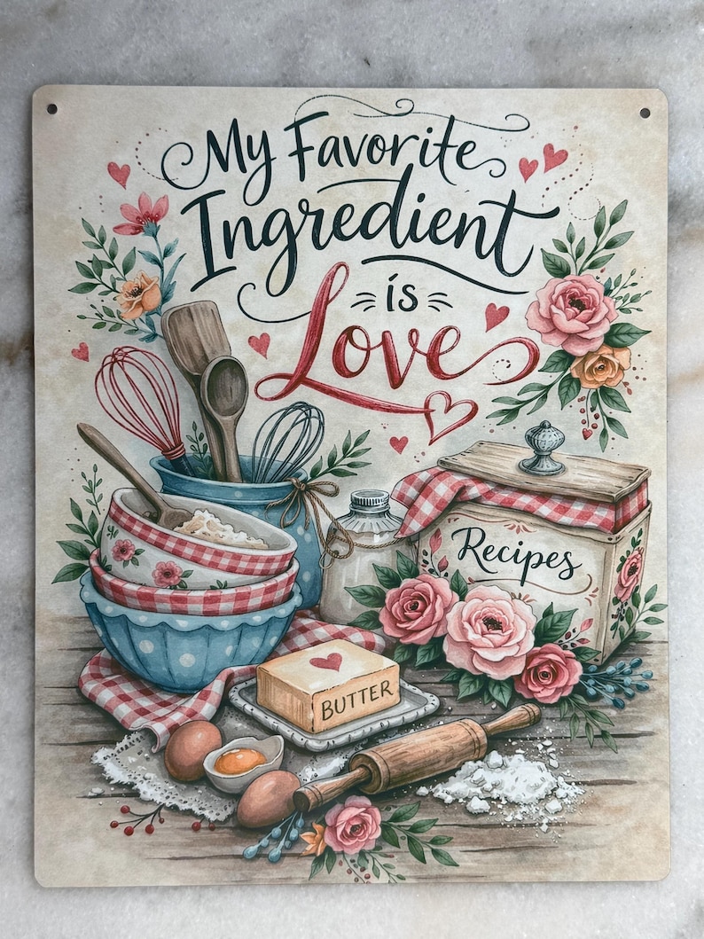 My Favorite Ingredient is Love – Kitchen Sign, Farmhouse Baking Decor ...