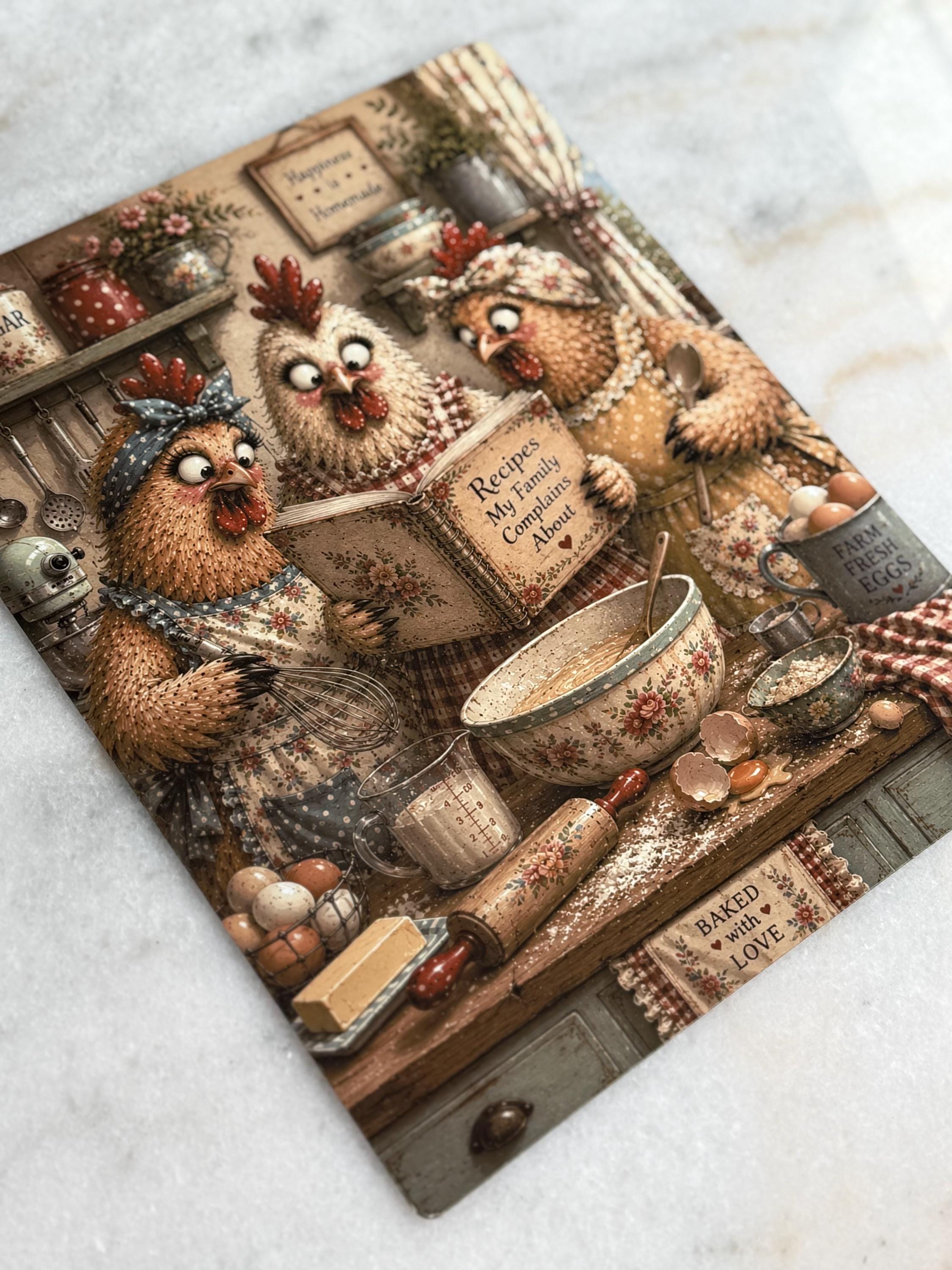 Funny Chicken Kitchen Sign | Farmhouse Hen Recipes Wall Décor (8x10 ...