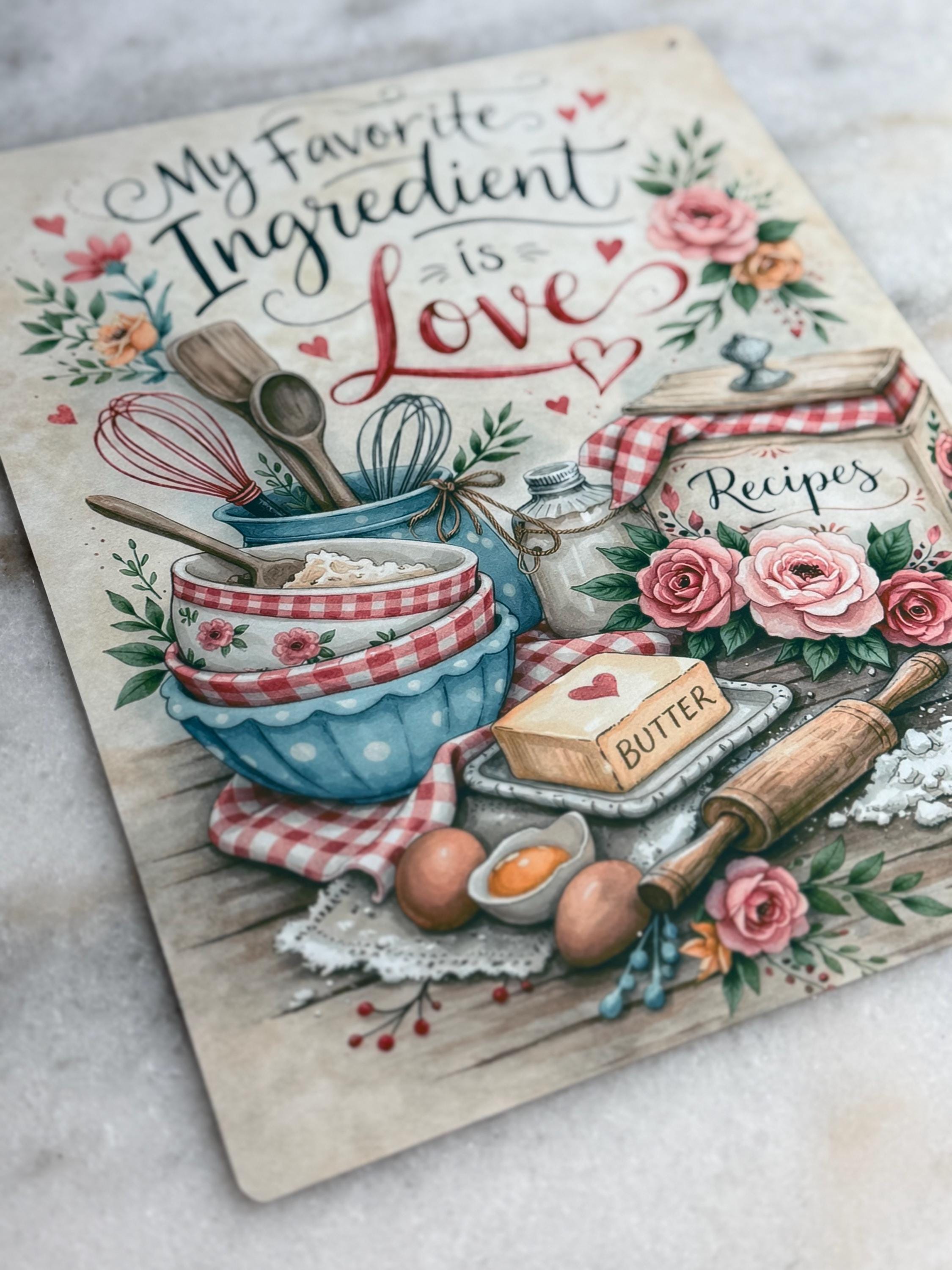 My Favorite Ingredient is Love – Kitchen Sign, Farmhouse Baking Decor ...