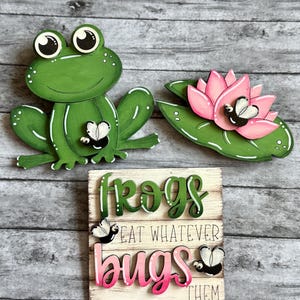 Funny Frog Magnet: Hand-Painted Laser Cut Wood Fridge Decor