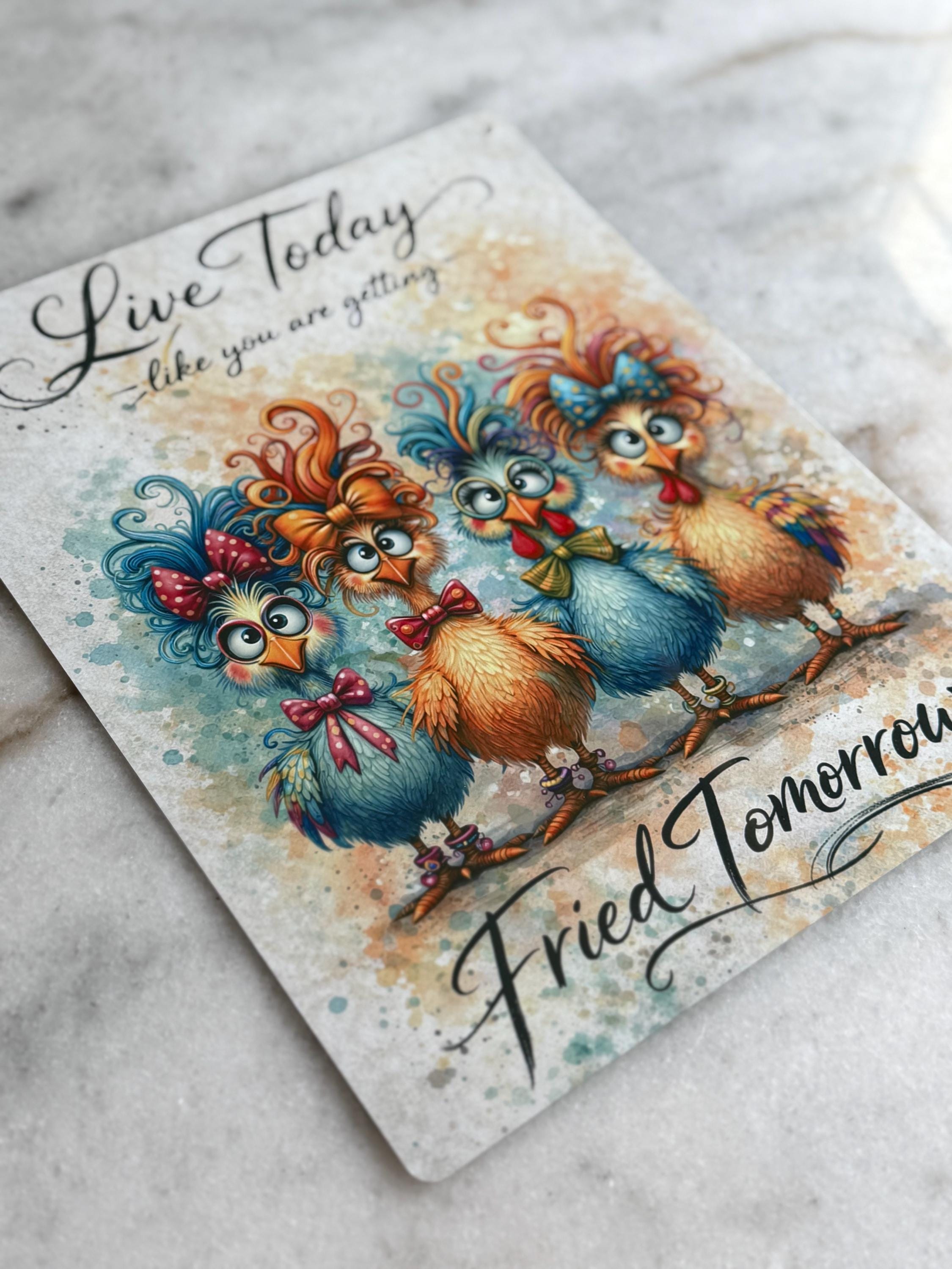 Funny Chicken Kitchen Sign | Live Today Fried Tomorrow Farmhouse Decor ...