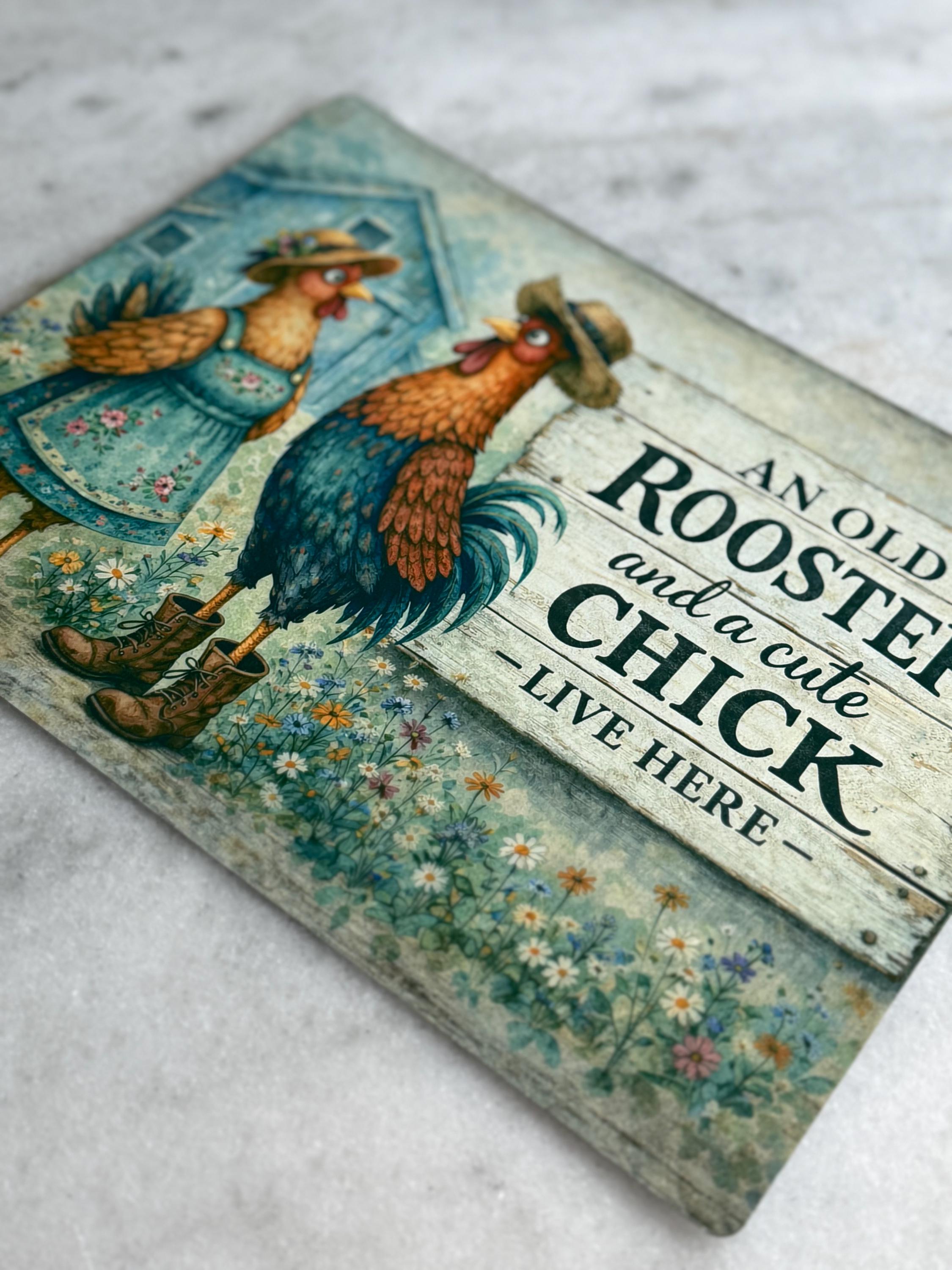 Farmhouse Rooster and Chick Sign | Vintage Country Kitchen Wall Art - Etsy