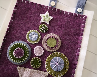 PDF Wool Penny Hand Sewing Pattern for Christmas Tree Hanging Decoration and Coaster Make Using Wool and Felt