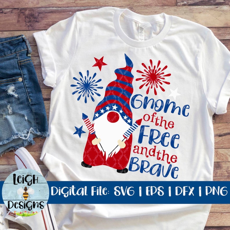 Download 4th of July Gnome of the Free and the Brave SVG Cut File ...