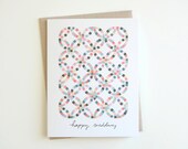 Happy Wedding Notecard - Double Wedding Ring Geometric Pattern - Blank Inside