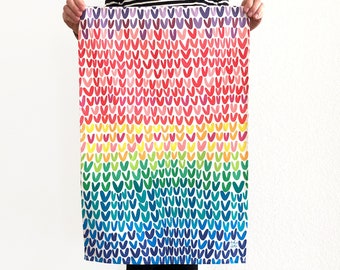 Rainbow Knit Tea Towel