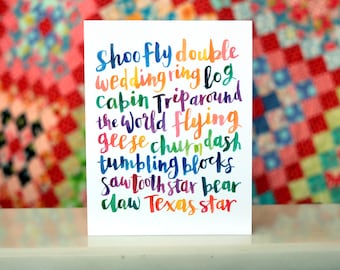 Quilt Love - Hand Lettering Blank Notecard