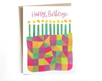 Happy Birthday Cake Notecard - Blank Inside