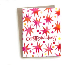 Congratulations Stars and Polka Dots Notecard - Blank Inside