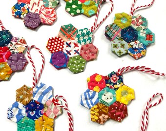 Hand stitched patchwork ornaments