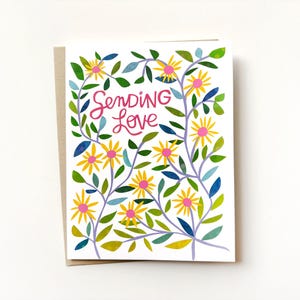 Carte de correspondance florale Sending Love - Vierge à l'intérieur