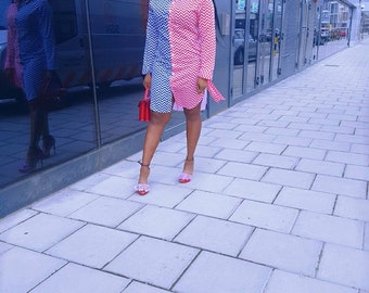 HAZEL Color bloque vestido de camisa