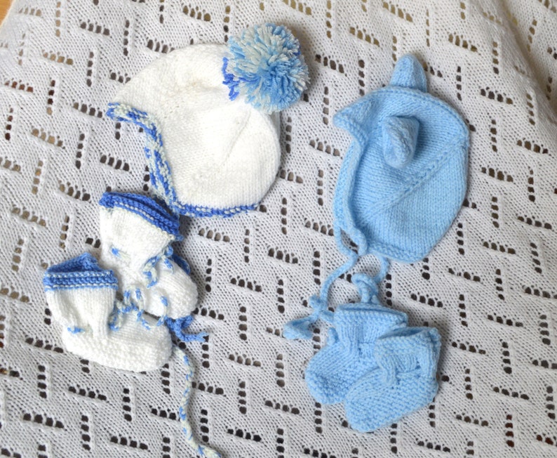 Reborn/silicone doll set , 2x Hand knitted and bootees sets image 1