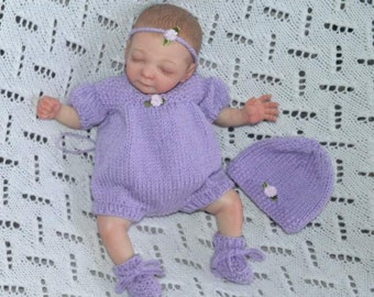 13 inch micro preemie hand knitted set, reborn/silicone baby doll (doll not included)