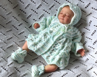 13/14  inch micro preemie reborn/silicone baby doll clothing, hand knitted set (doll not included)