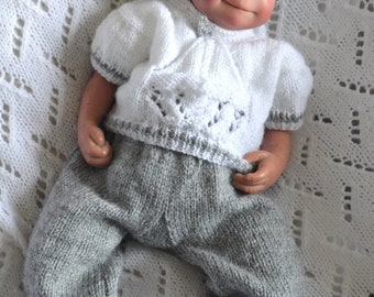 14/15 inch preemie reborn/silicone baby doll clothing, hand knit (doll not included)