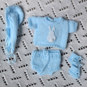 9 inch micro preemie hand knitted bunny set for reborn/silicone baby doll doll not included image 2