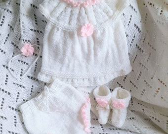 Reborn/silicone doll clothing, hand knit dress,bootees