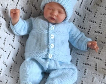 16 inch Preemie hand knitted set for reborn/silicone doll (doll not included)