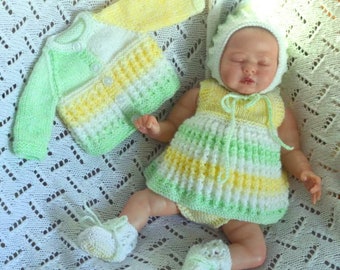 16 inch Preemie hand  knitted set for reborn/silicone doll (doll not included)