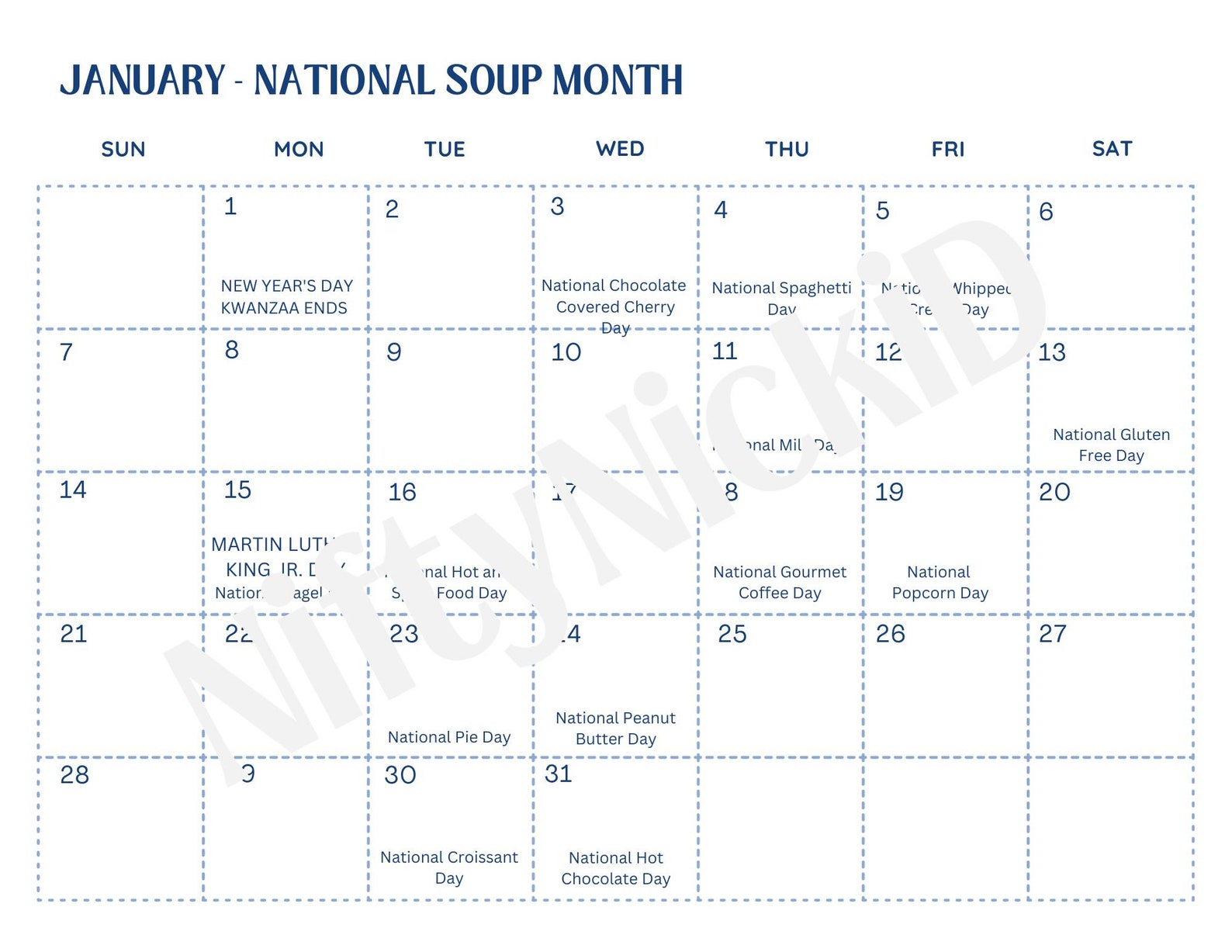 2025 Foodie Calendar School Office Food Lovers National Etsy