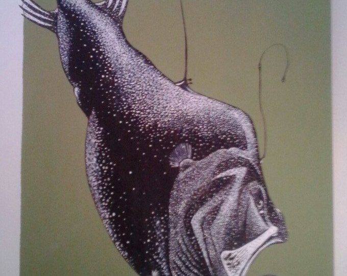 The Angler - Inspired by vintage science text books from the 1960s and 70s, my paintings have a retro yet modern feel.