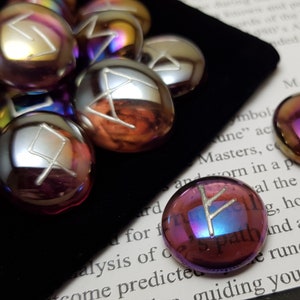 PRE-ORDER Purple Glass Elder Futhark Runes, 25 Piece Set