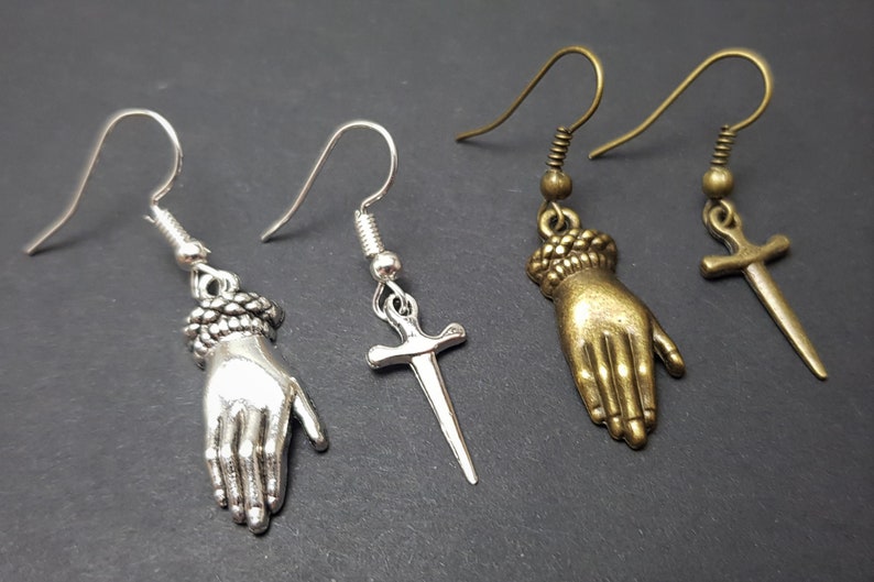 SilverBronze Selection Victorian Gothic Occult Dagger Earrings