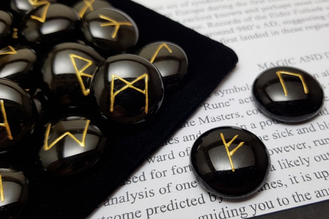Black Glass Elder Futhark Runes, 25 Piece Set - Etsy UK