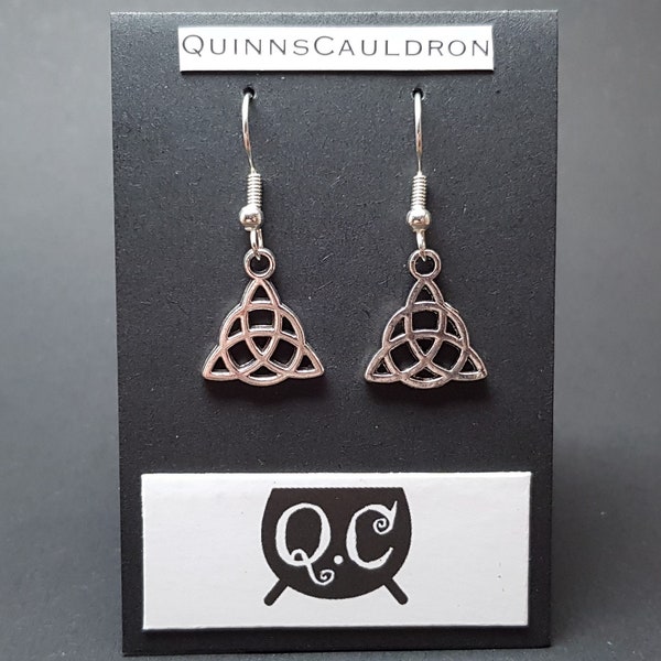 Silver Celtic Trinity Knot Triquetra Charm Earrings