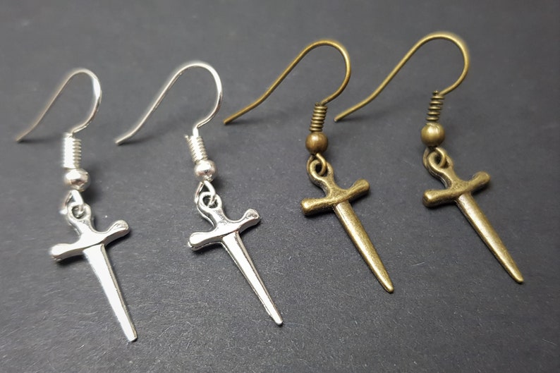 SilverBronze Selection Victorian Gothic Occult Dagger Earrings
