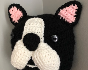 Boston terrier hat, dog hat, baby hat, boston terrier clothing, photo prop, dog baby clothes, button under chin hat