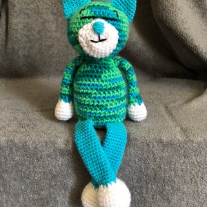 Cool cat, amigurumi cat, crocheted cat, tie dye cat, blue cat, cat lovers, cat stuffy, cat stuffed animal, kitty, plush toy, plush cat