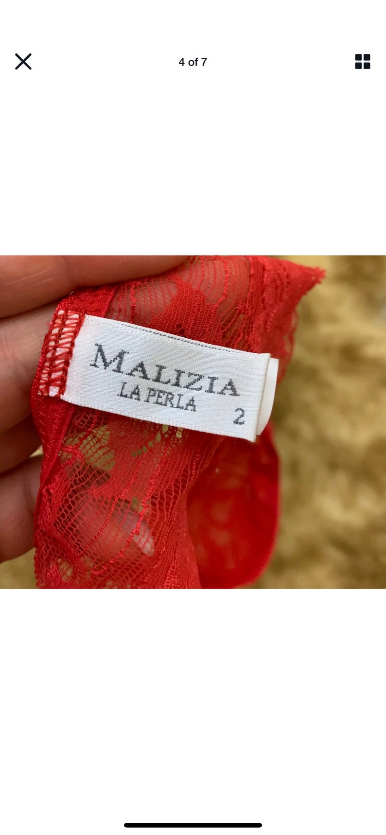 Malizia La perla red lace panty thong size Usa S uk12 eu38