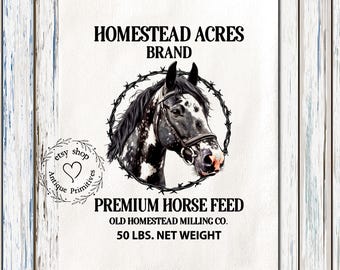 Primitive Farmhouse Homestead Acres Premium Horse Feed Fabric Panel #1115