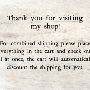 Puede incluir: Texto sobre un fondo de madera blanca que dice: "&iexcl;Gracias por visitar mi tienda! Para el env&iacute;o combinado, coloca todo en el carrito y realiza la compra de una sola vez, el carrito descontar&aacute; autom&aacute;ticamente el env&iacute;o."