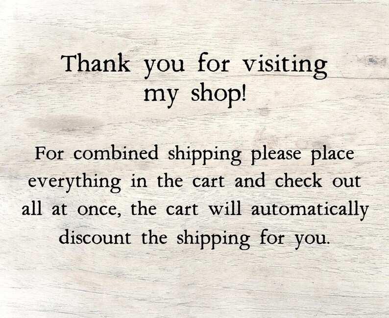 Puede incluir: Texto sobre un fondo de madera blanca que dice: "&iexcl;Gracias por visitar mi tienda! Para el env&iacute;o combinado, coloca todo en el carrito y realiza la compra de una sola vez, el carrito descontar&aacute; autom&aacute;ticamente el env&iacute;o."